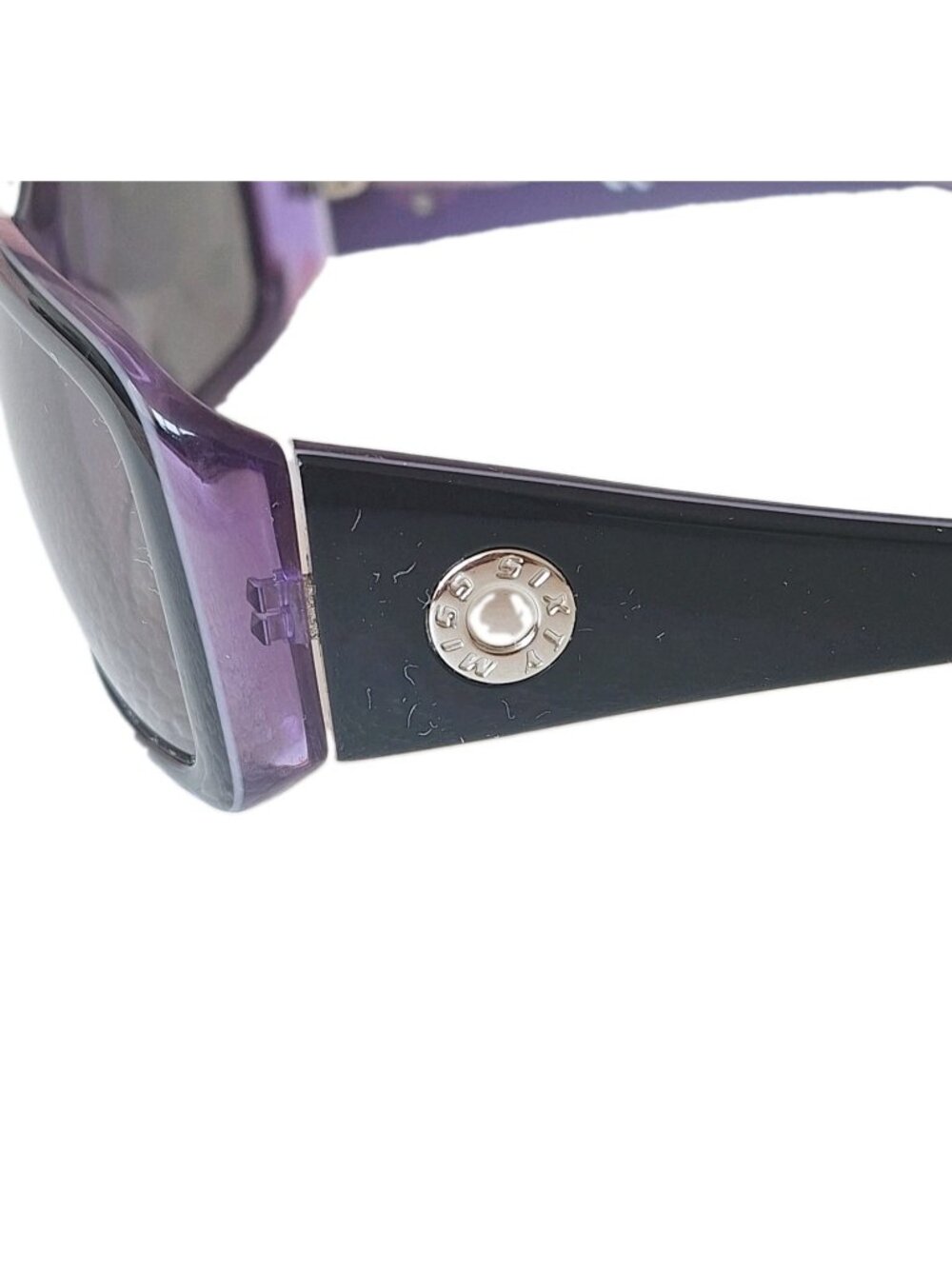 MISS SIXTY VINTAGE Y2K BLACK PURPLE RECTANGULAR FRAME SUNGLASSES - Picture 3 of 6